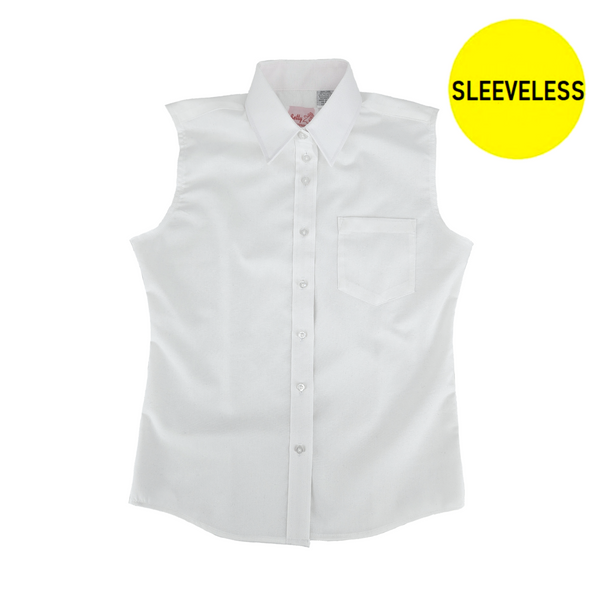 Sleeveless White Shirt Buttonless Collar For Girls - 7234NB