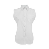 Sleeveless White Shirt Buttonless Collar For Girls - 7234NB