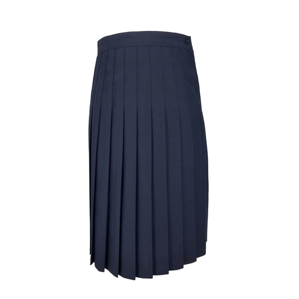 dark navy polyester pleated long skirt for girls
