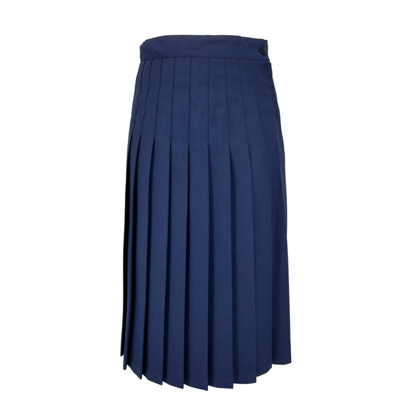 light navy poly wool blend pleated skirt for girls