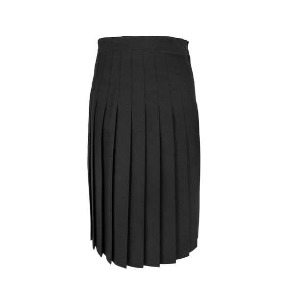 Black polyester wool blend pleated long skirt