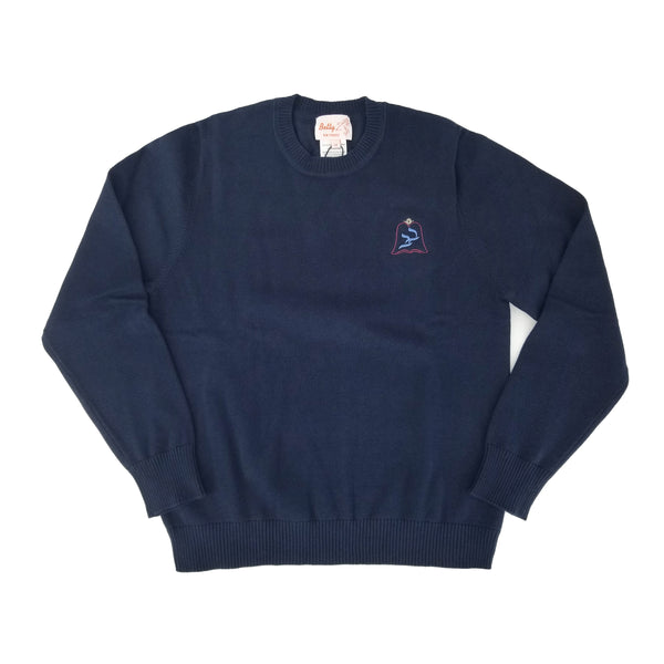 Cotton Crew Neck Pullover Light Navy 107CP with Bnos Bobov Embroidery