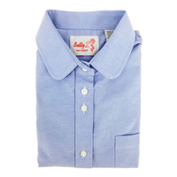 betty z - light blue oxford blouse - round collar - long sleeves - girls school uniform