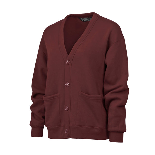 maroon buttoned down fleece cardigan LC200