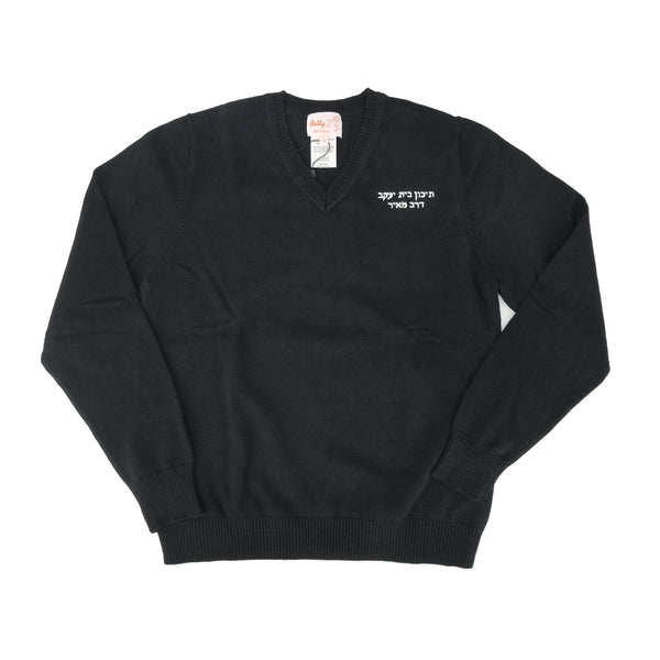 Cotton V Neck Sweater Black 102VP with Levy HS Embroidery