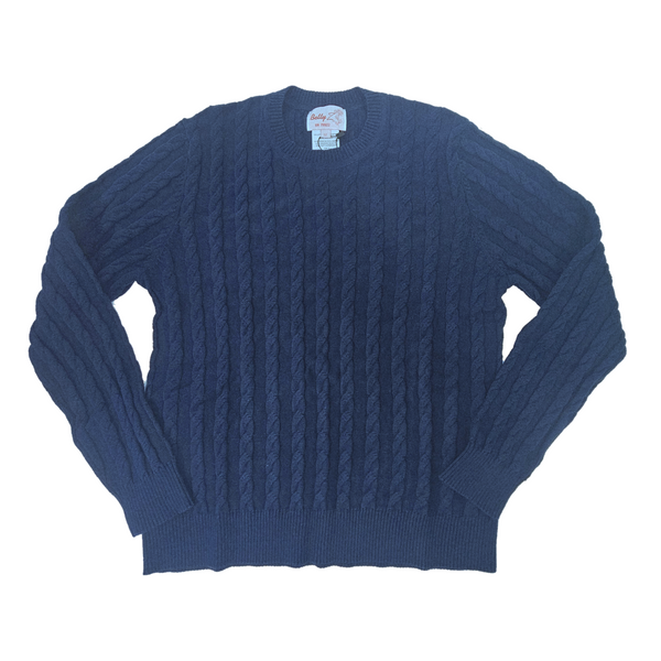 Cotton Crew Neck Cable Sweater Lt Navy 107CPC CABLE