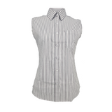 Sleeveless Pinpoint BW Striped Shirt For Girls - 7259