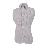 Sleeveless Pinpoint Red Multi Striped Shirt For Girls - 7219