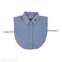 Light Blue Round Collar Single Pk Dickie - SD228E with Satmer Embroidery - No Tznius Button
