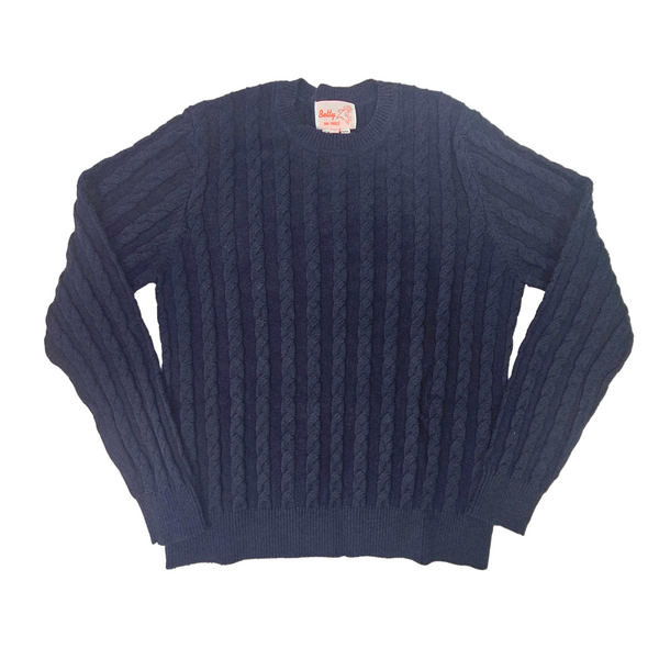 Cotton Crew Neck Cable Sweater Navy 104CPC CABLE