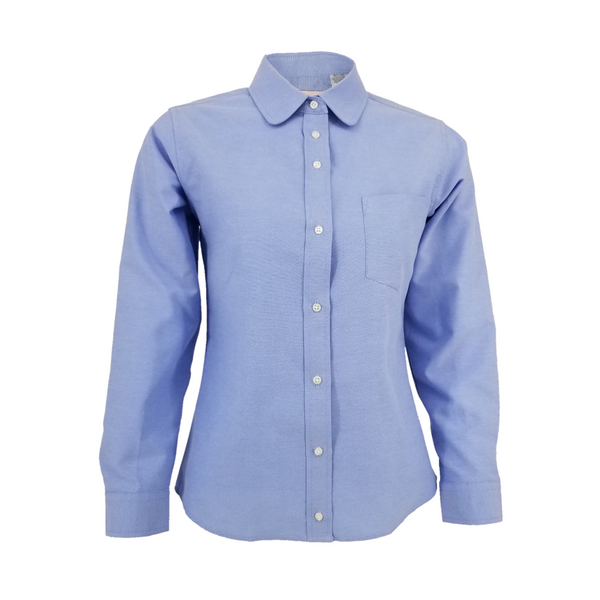 Light blue oxford blouse with round collar