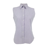 Lavender and navy striped shirt for girls without sleeves 