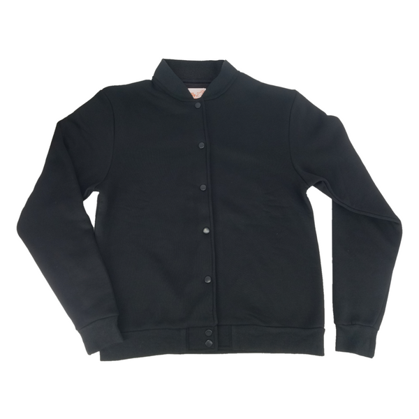 black varsity fleece jacket for women 
