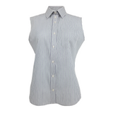 Sleeveless Pinpoint Multi Stripe Shirt For Girls - 7221
