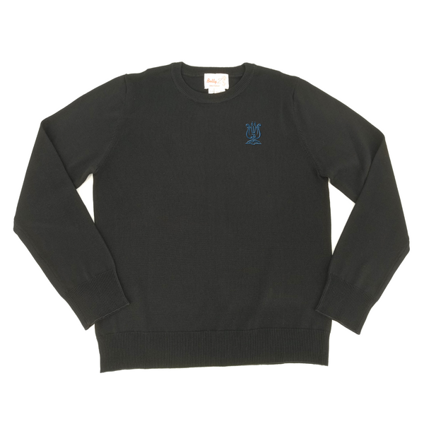Rayon Crew Neck Sweater Black 202CP with Shiras Devorah Embroidery