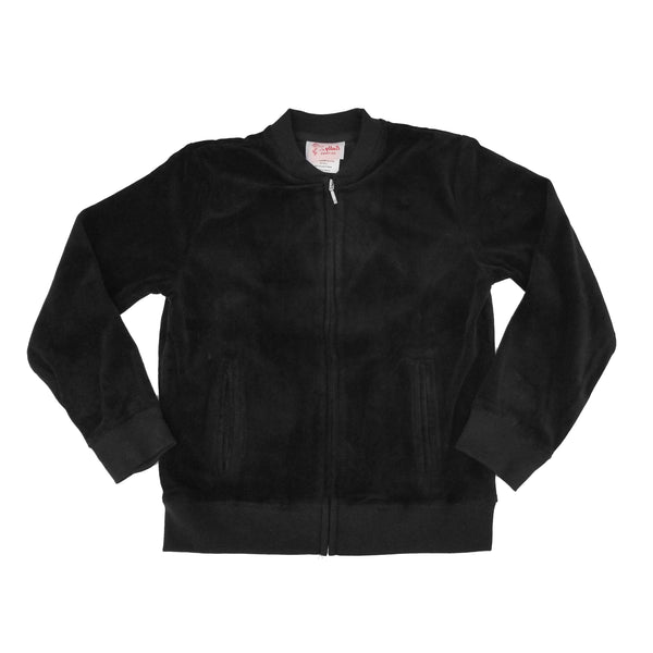Black - velour - zipup sweatshirt - mock neck