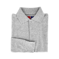 grey polo shirt - long sleeves - pique knit