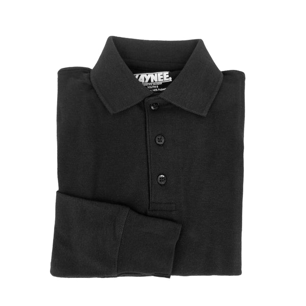 black polo shirt - long sleeves - pique knit