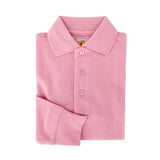 pink polo shirt - long sleeves - pique knit