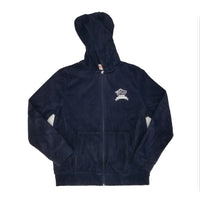 Navy Zip Up Velour With Hood 869H With Bnos Yisroel Flatbush Embroidery