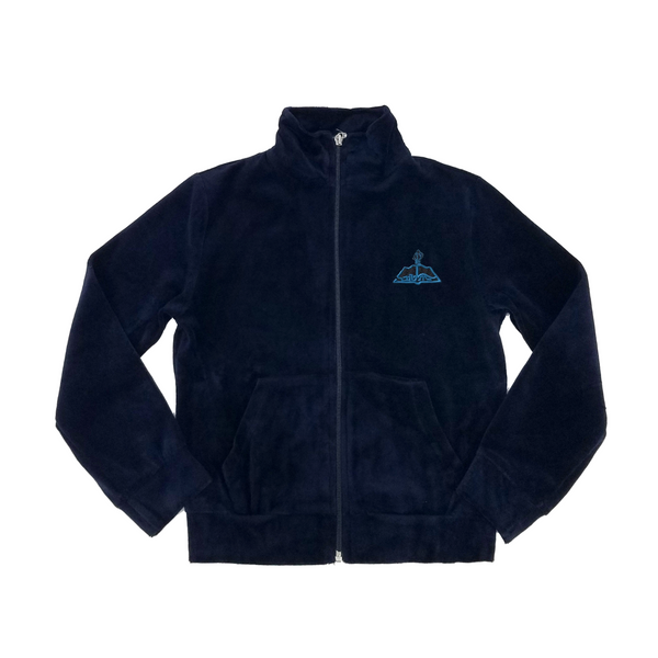 navy zip up velour with bais tova logo