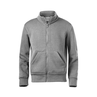 Oxford Grey Zip up Fleece Sweatshirt Without Hood - 9310