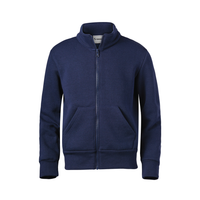 Navy Zip up Fleece Sweatshirt Without Hood - 9310