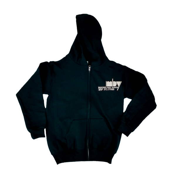 Black Zip up Hooded Fleece Sweatshirt - 993 with Masores Elem Print