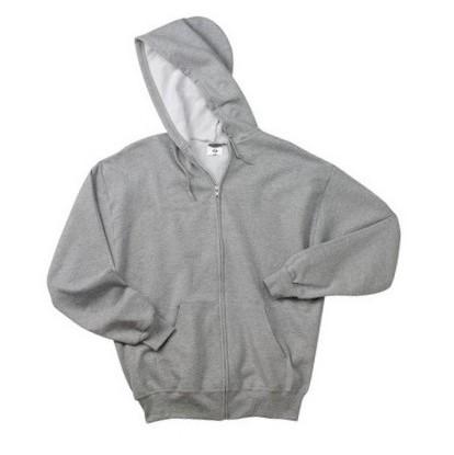 jerzees grey zip up hooded fleece sweatshirt
