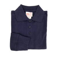 navy polo shirt - long sleeves - pique knit