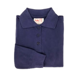 bright navy polo shirt - long sleeves - pique knit