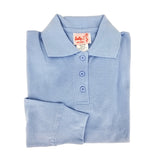 light blue polo shirt - long sleeves - pique knit